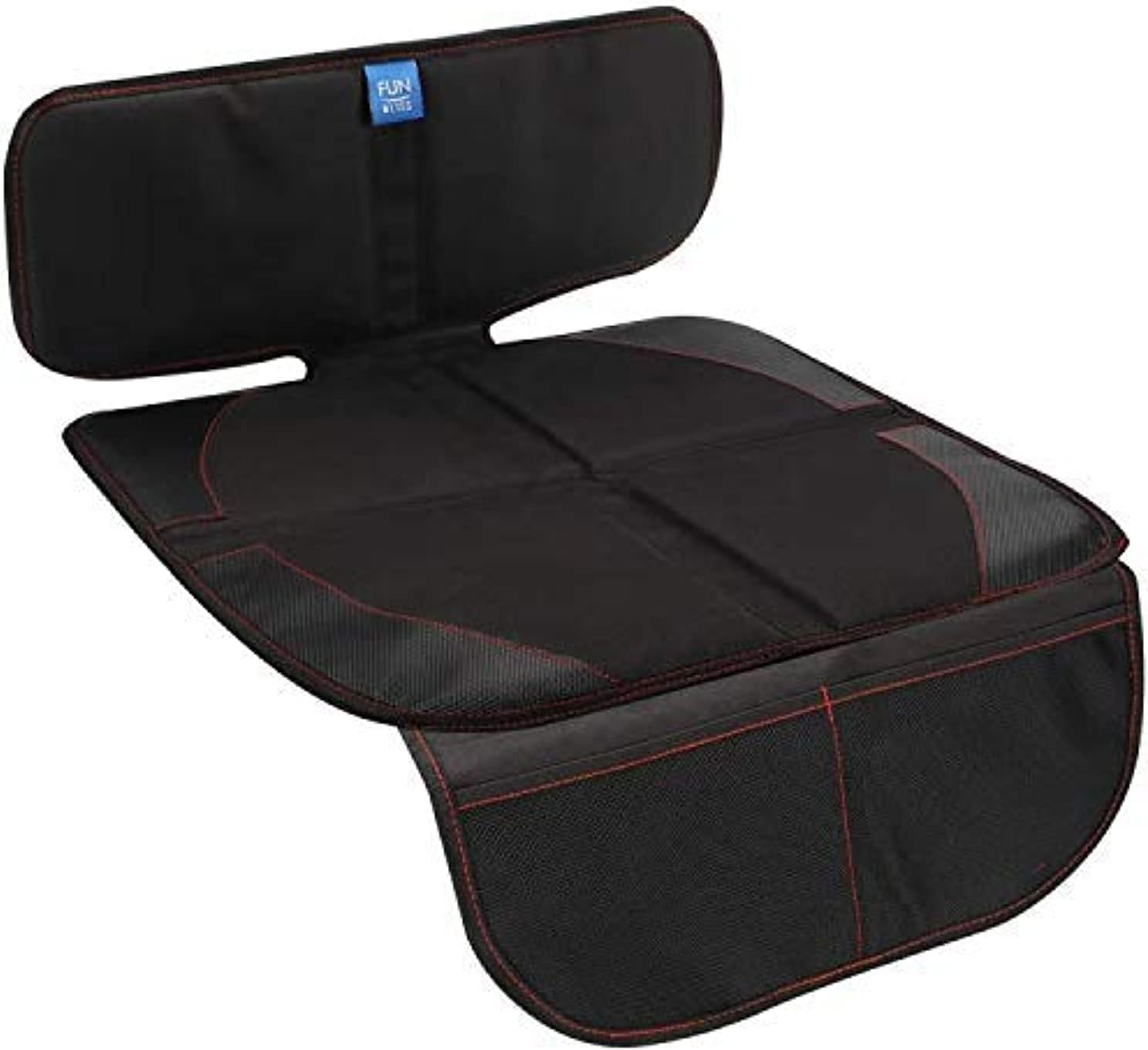funbliss Car Seat Protector for Child Car Seat,Auto Seat Cover Mat for Under Carseat with Thickest Padding to Protect Leather & Fabric Upholstery,PVC Leather Reinforced Corners