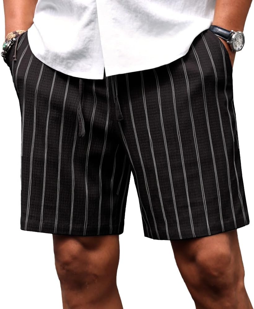 Sailwind Mens Striped Casual 7" Shorts Summer Beach Elastic Waist Drawstring Shorts with Pockets - Image 5