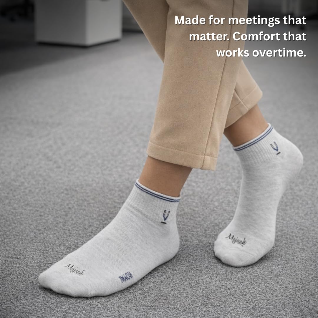 Mojaah Essentials Unisex Cotton Fine Sneaker Ribbed Ankle Socks | Ultra-Soft, Breathable & Stretchable | Sweat-Absorbent & Moisture-Wicking | Socks for Men & Women | Daily & Casual Wear | Pack of 5 2