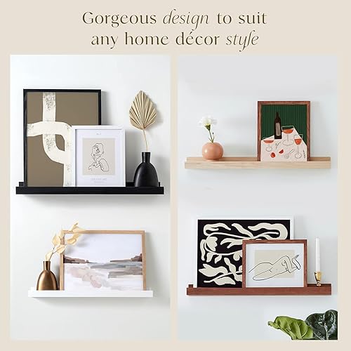 Miniatura 6 de Estante flotante de madera de roble natural para pared, ideal para dormitorio, cocina, baño, oficina, fácil instalación, accesorios de montaje