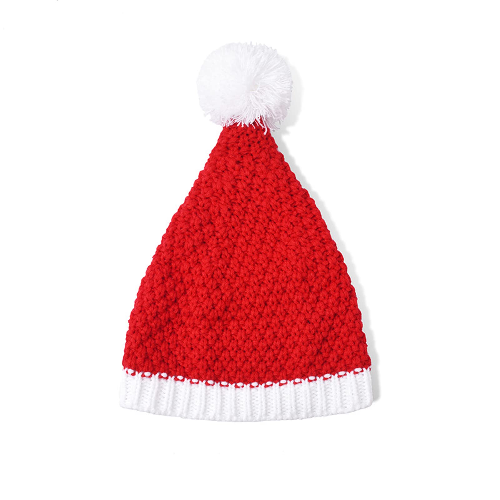 CZolden Christmas Hat for Kids Baby Knitted Santa Hat for Xmas Winter Holiday Party(White Pom Pom)