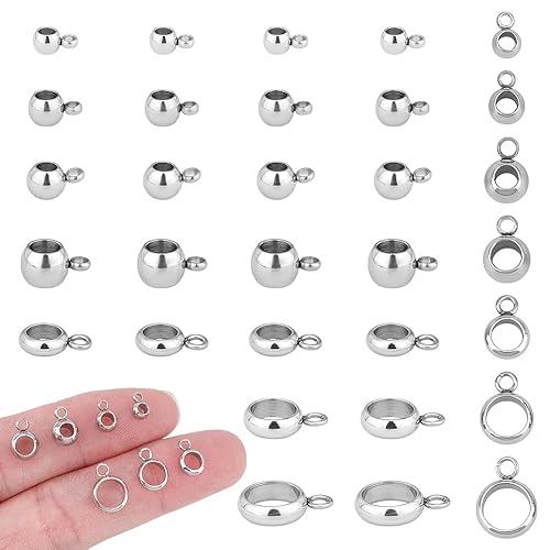 PH PandaHall 120pcs 7 Size Stainless Steel Bail Beads Jewellery