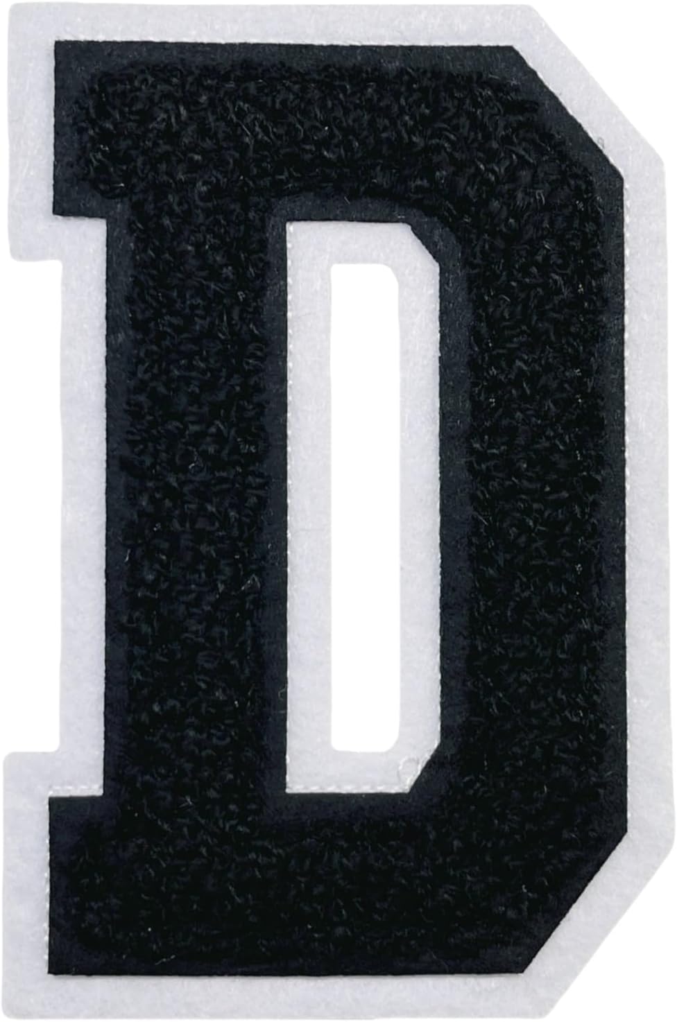 1 PCS 4.0" Black Chenille Letter Patch, Iron on Patches for Hats Clothes Bags Backpacks Jeans, Initial Patches Large Varsity Letter. (Letter D)