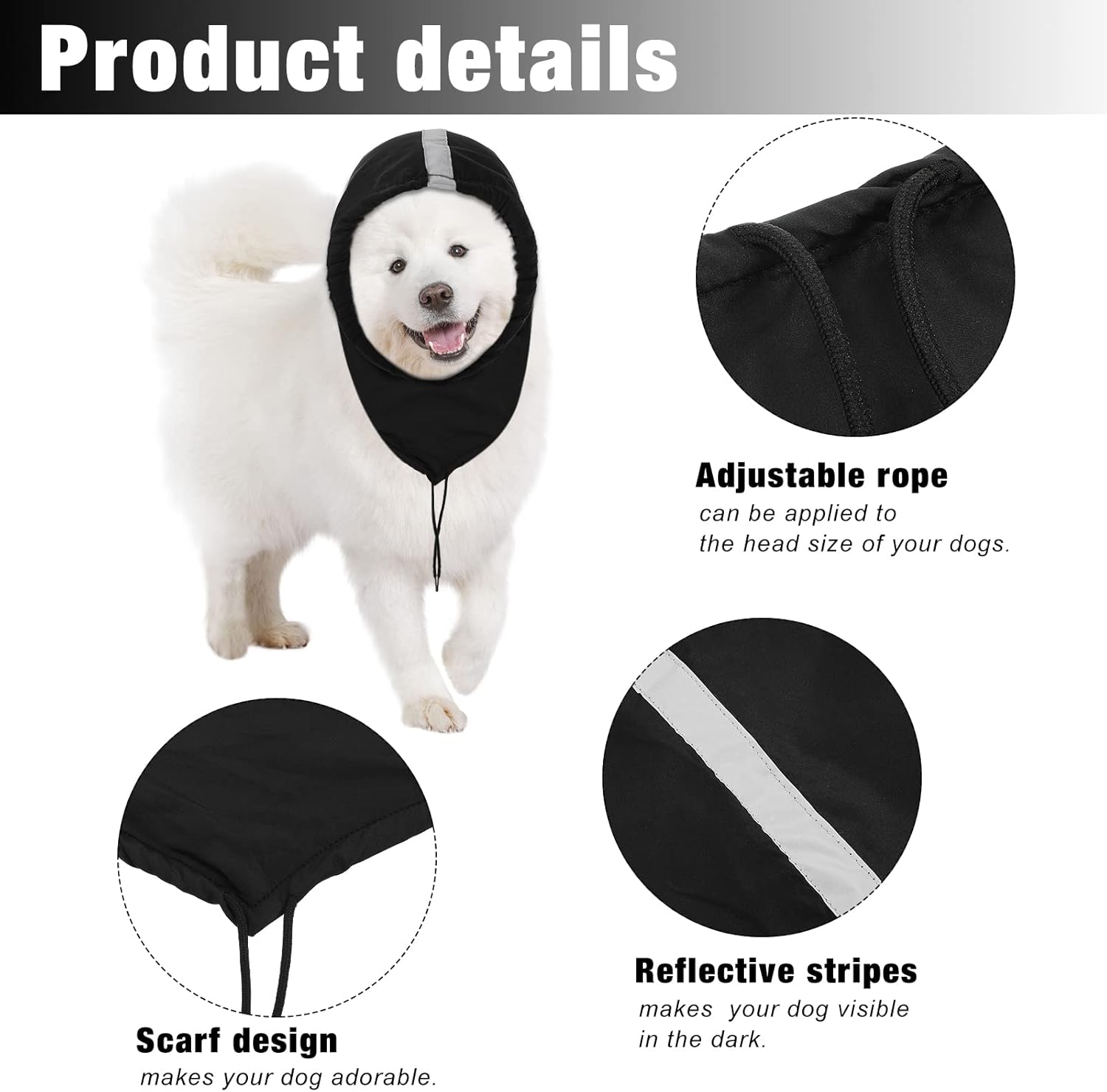 Pieces Waterproof Dog Snood Dog Neck and Ears Warmer Reflective