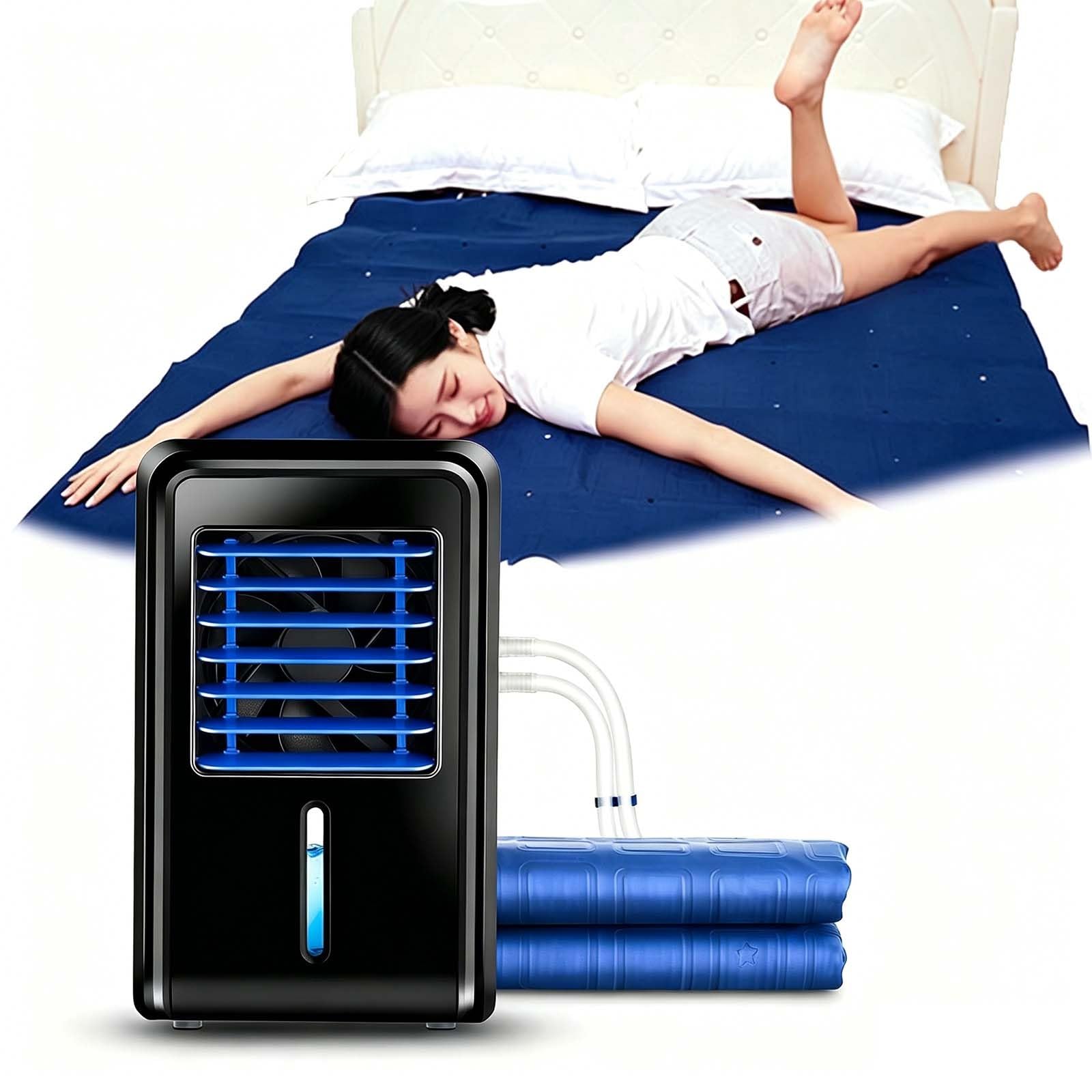 Genérico Cubre Colchón de Enfriamiento por Agua para Sudores Nocturnos, Topper Refrescante Doble con Circulación y Mando, Suelo para Hogar, Colchoneta Portátil para Dormir, Azul