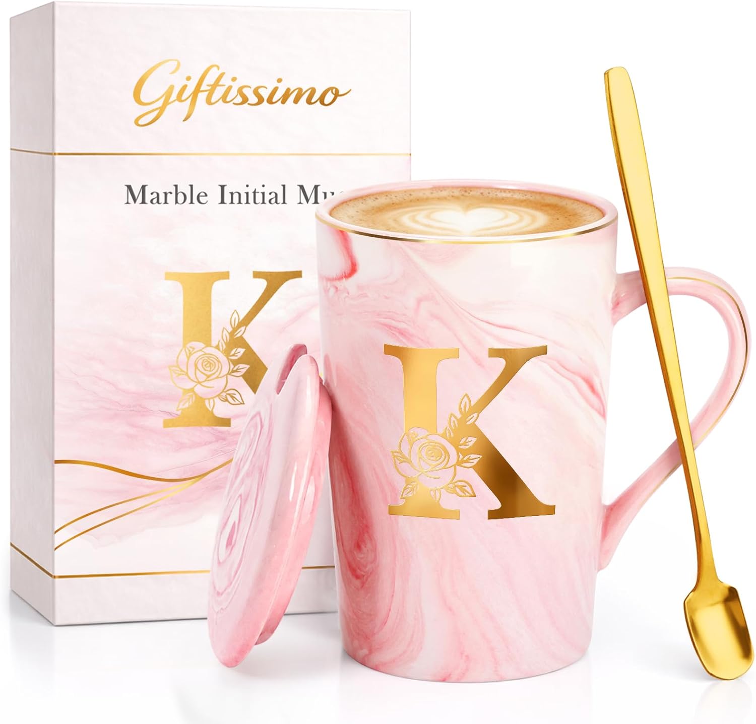 Personalized Initial Mug Gifts for Women, Monogram Coffee Mug Customized Gifts, Birthday Christmas Mothers Day Gifts for Women Mom Friend Girlfriend Bridal