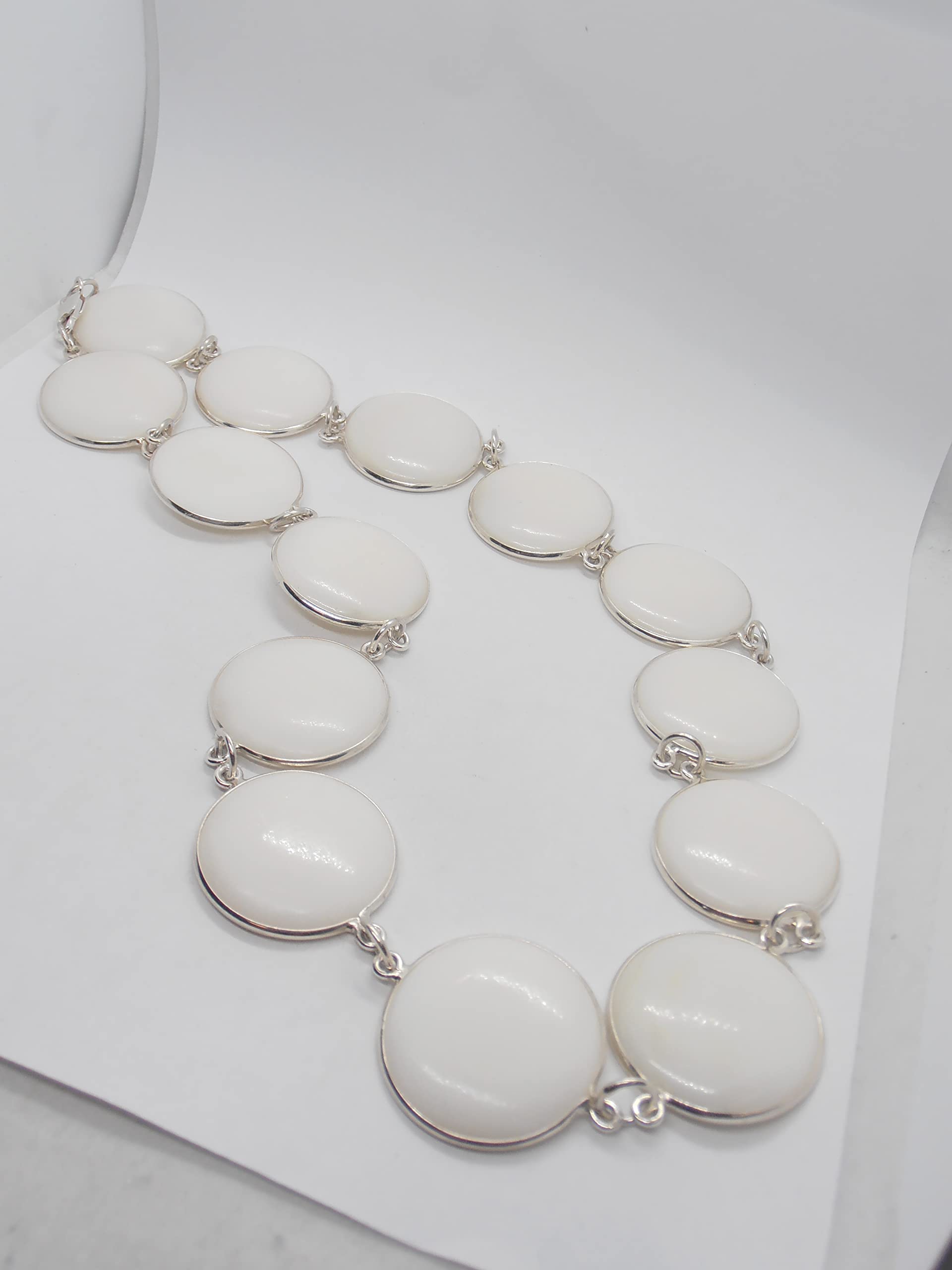 Collana in Argento 925 e Agata naturale bianca - moschettone - girocollo - pietra dura -