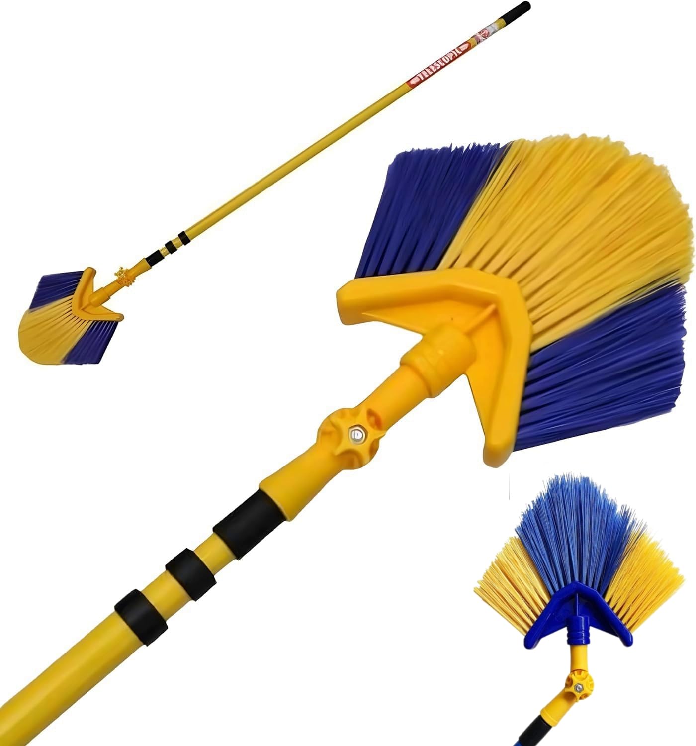 Retaaj Long Reach 3M Angled Head Cobweb Brush With Extending Telescopic Handle Feather Duster For Ceiling Indoor Corner Cleaning 180 Degree Cleaner