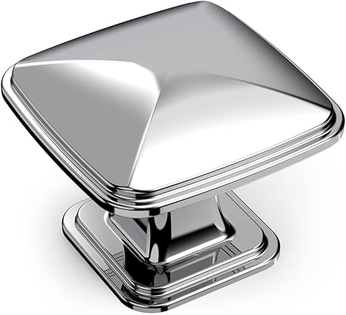 Amerdeco Paquete de 10 pomos de gabinete de cocina de 1-14 pulgadas, pomos de cajón, pomos cromados pulidos para cajones de tocador, perillas y