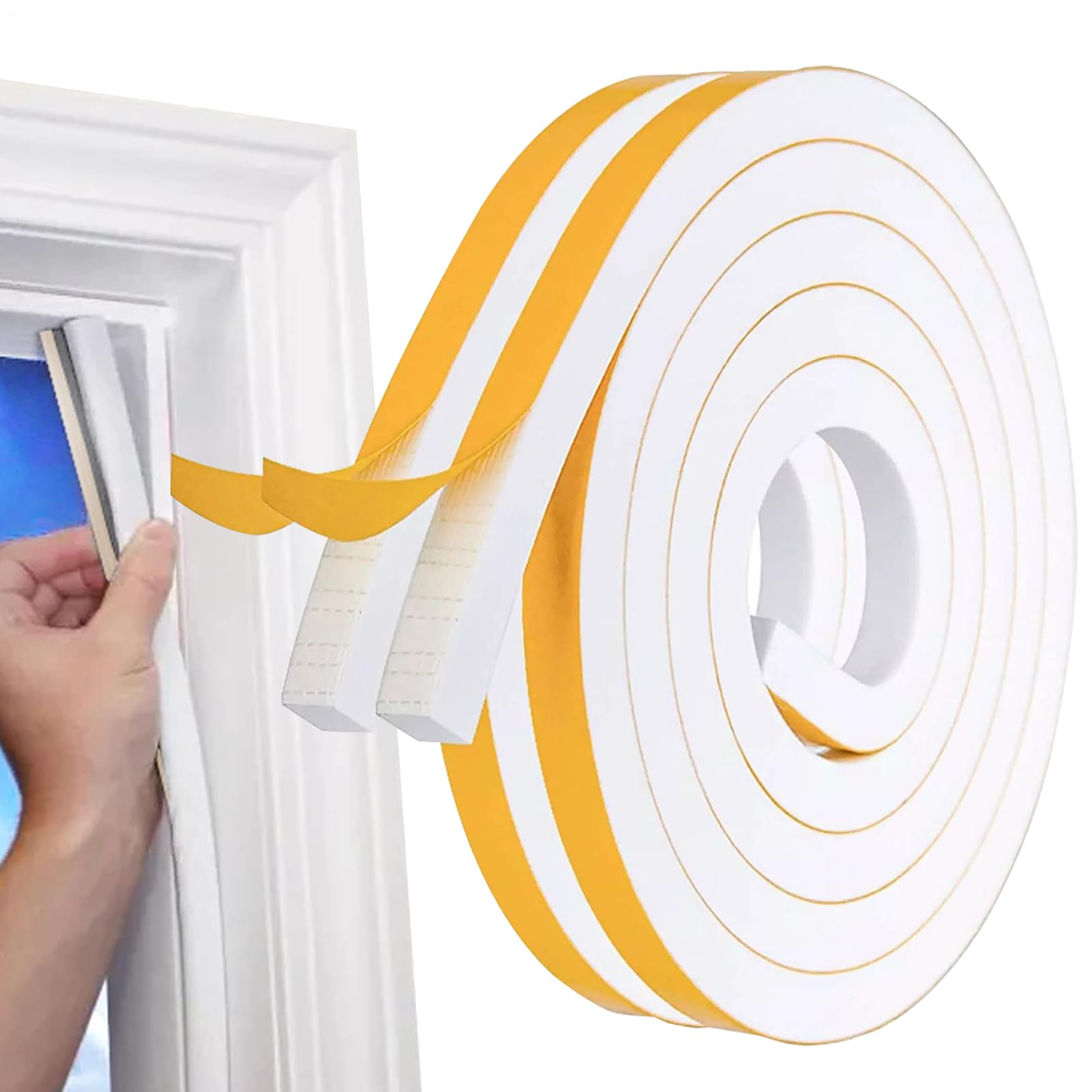 Sealing Strip - Soundproof 16ft Foam Sealing Tape Self Adhesive Draught Protection Strip | For Front Door, Shower, Garage, Car, Glass, Noise Isolating