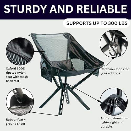 Miniatura 7 de Campster2 - Silla plegable para campamento, silla alta portátil, capacidad de 265 libras, esenciales para acampar en la playa, senderismo y