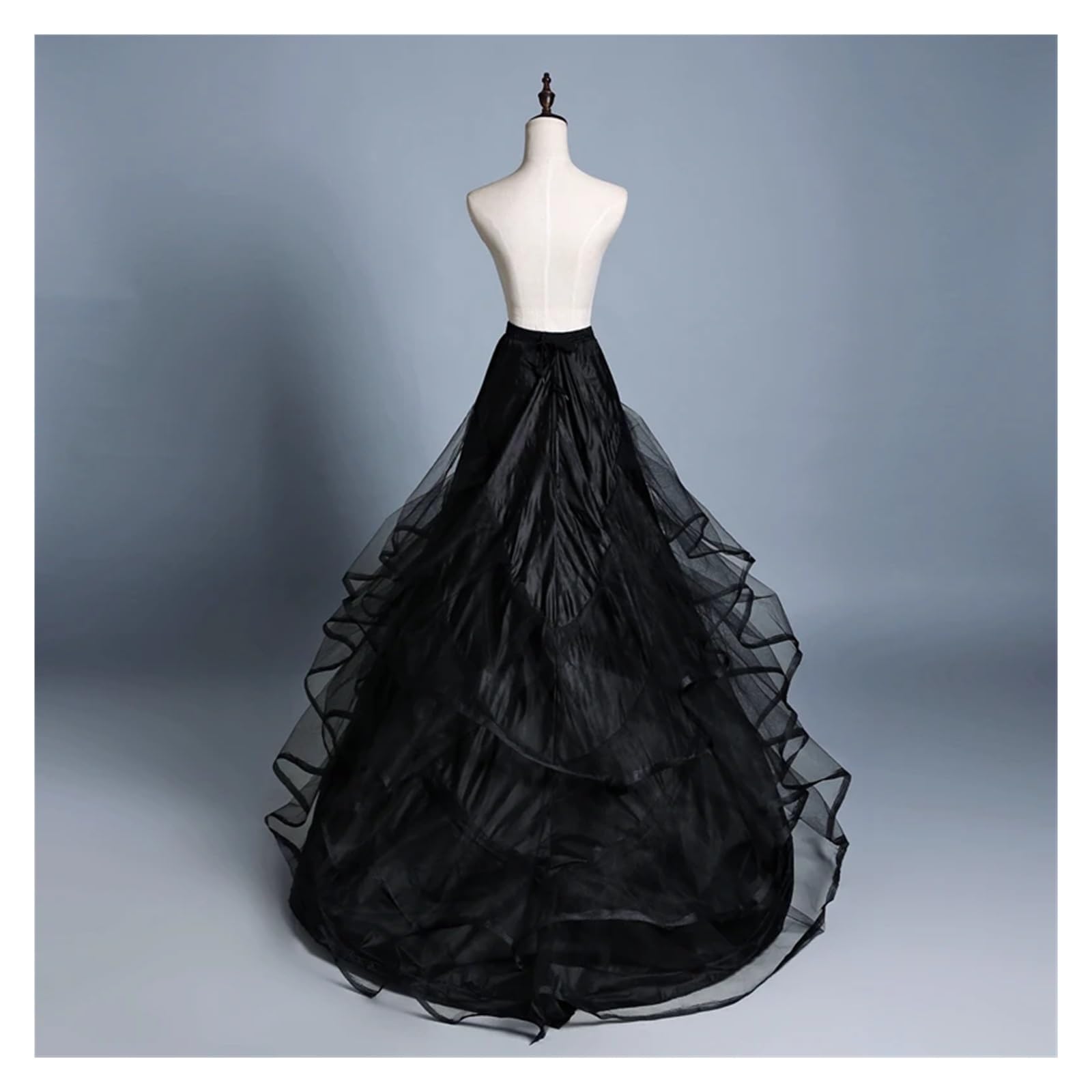 Jupe de Dessous Traînante Robe Mariée Jupon de mariée à 2 cerceaux et 3 Couches avec traîne