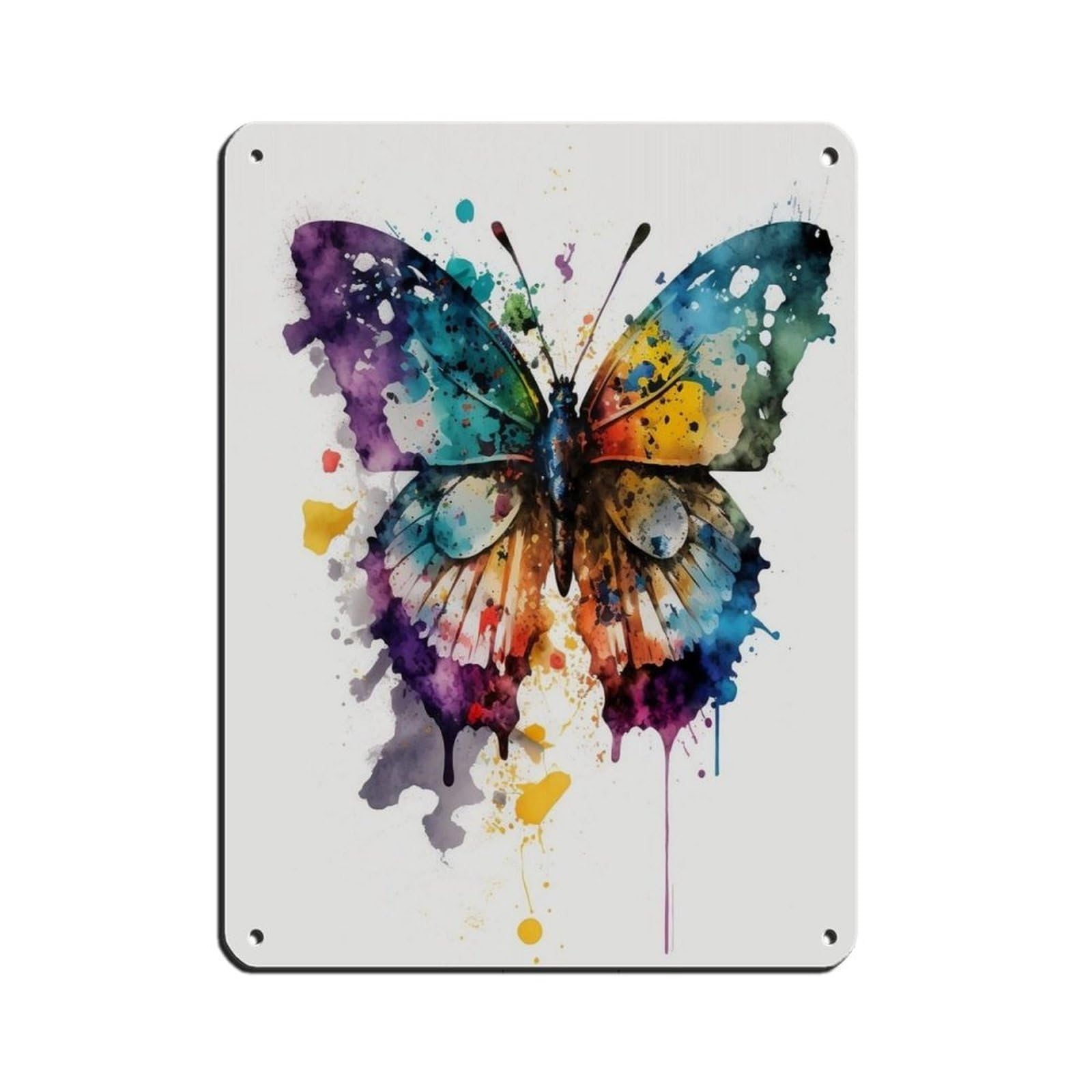 Watercolor Butterfly, Butterfly Art Poster Tin Sign Vintage Metal Pub Club Cafe Bar Home Wall Art Decoration Poster Retro 12x16inch(30x40cm)