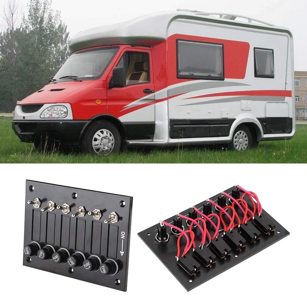 Delaman 6 Gang Pannello Interruttori, Pannello Interruttori Barca, ON/OFF Attiva/Disattiva Pannello Interruttori a Levetta per Roulotte per Barche Marine RV DC 12V/24V per Auto Barca Camper e Camion