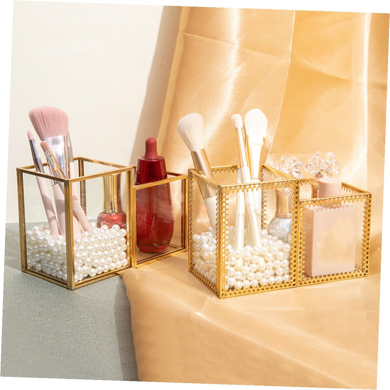 minkissy Cubo para Brochas de Maquillaje y Lápices de Cejas Organizador de Maquillaje para Tocador Caja de Almacenamiento para Pinceles Cosméticos