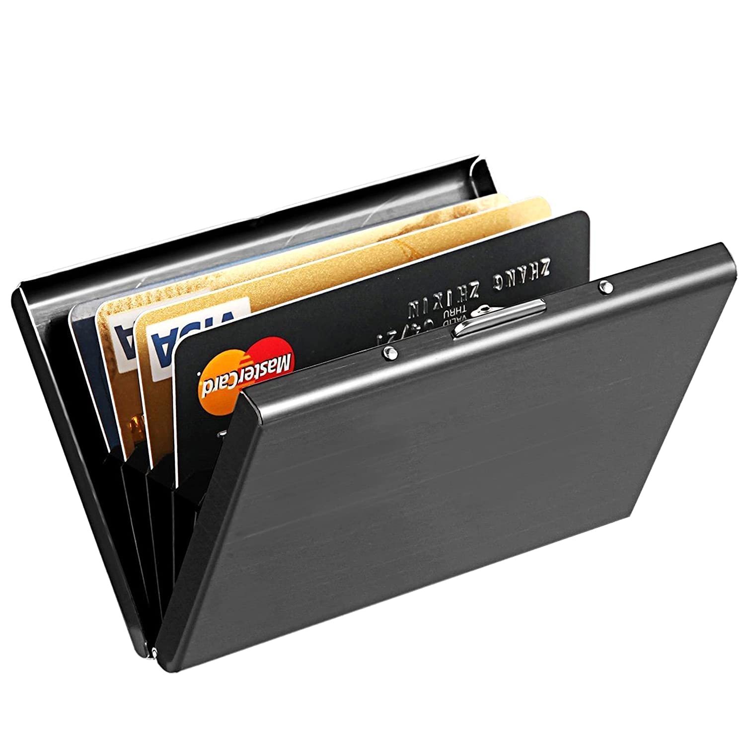 YB STORECredit Debit ATM Visiting Card Holder 6 Slots RFID Protected Metal Wallat for Men & Women (Black)