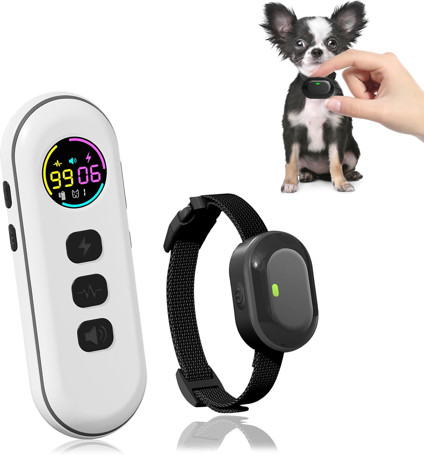 Ultra-Small Dog Shock Collar, Ultra-Light & Thin Dog Training Collar with 1300ft Remote, Tailored for Small Dogs 5-15lbs & Medium Dogs, 198-Level Precise Control, Waterproof, Rechargeable (Black)