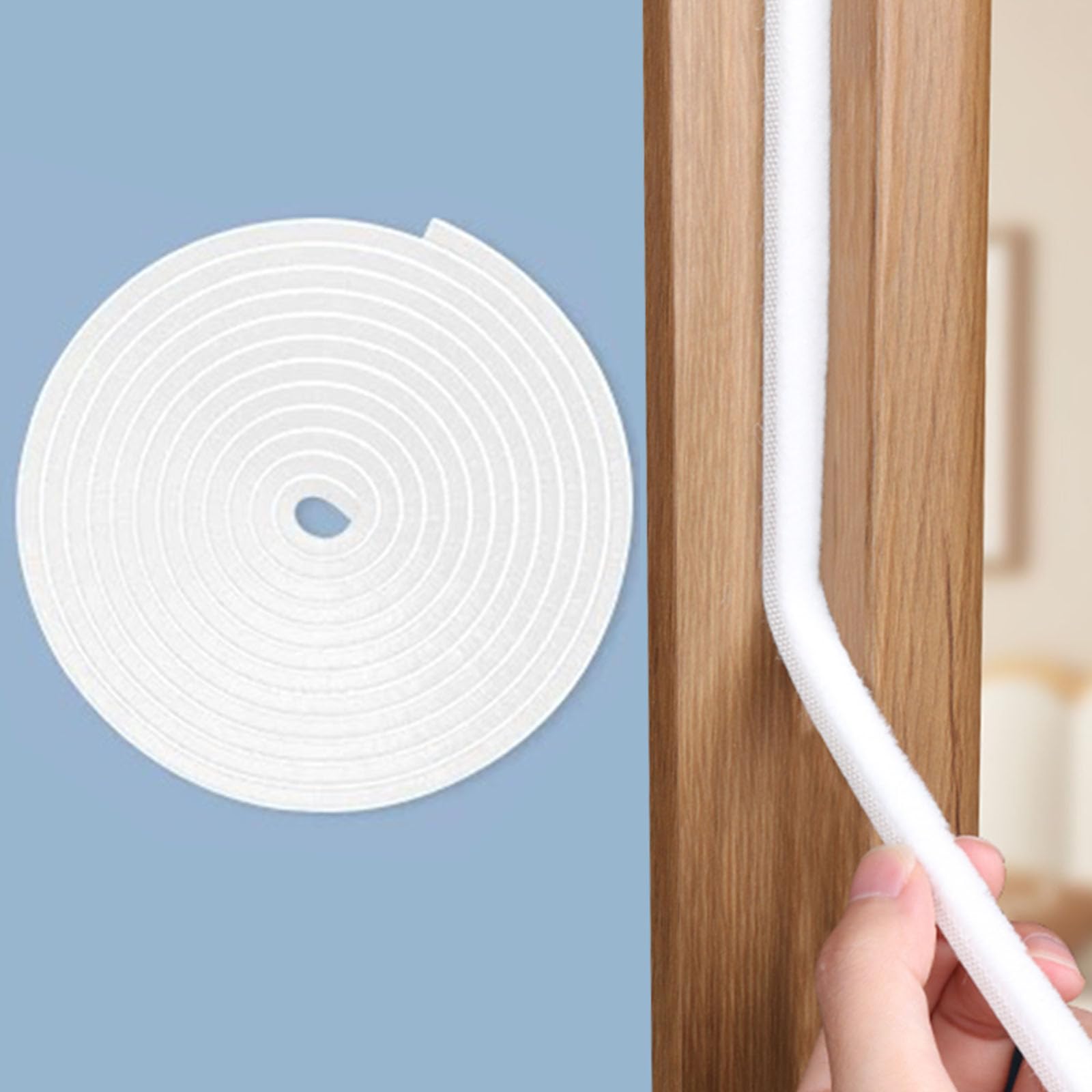 10m Brush Strip Draught Excluder for Doors and Windows,5mm(T) x 9mm(W) Self-Adhesive Draught Excluder Tape,White Pile Weather Seal for Wardrobe Gaps,Soundproofing & Dustproof