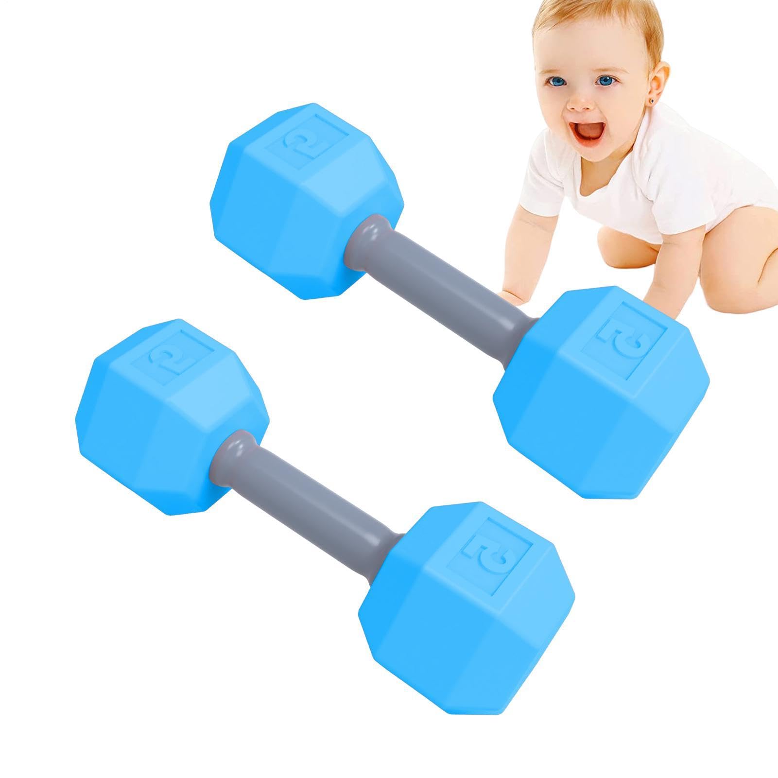 Juguete de Mancuerna - Juguete Sonajero con Peso | Jugueťe de Mancuerna de Entrenamiento de 2 Piezas para Ejercicios, Jugueťe Sensorial Ligero Sonajero y Mordedor para Bebés y Padres Fitness, ABS, Mul
