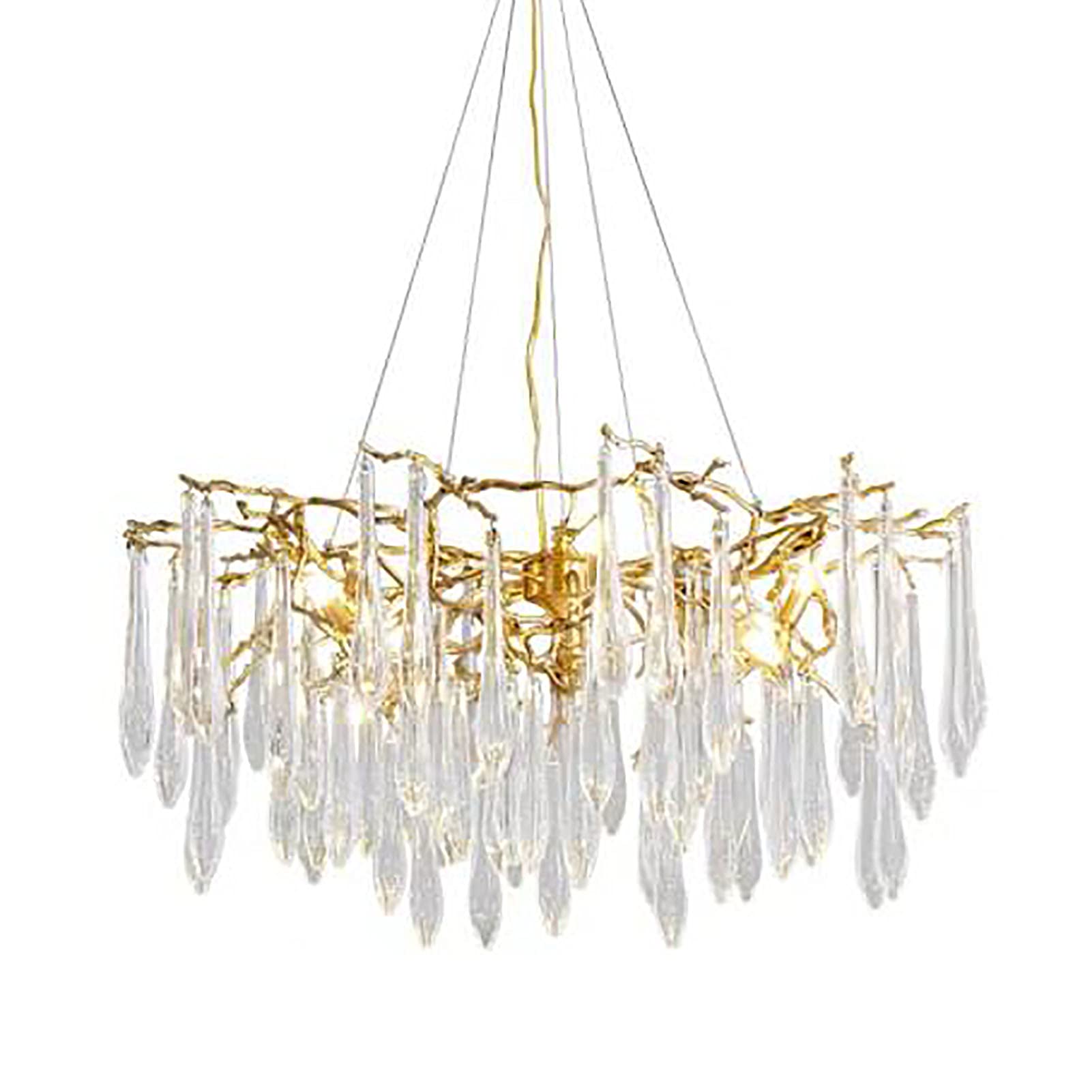 CZYLJLK Creative Branch Drop Crystal,Modern Golden Ceiling Pendant Light Simple Industrial For Living Room Dining Bedr,Luxury Clear Droplet