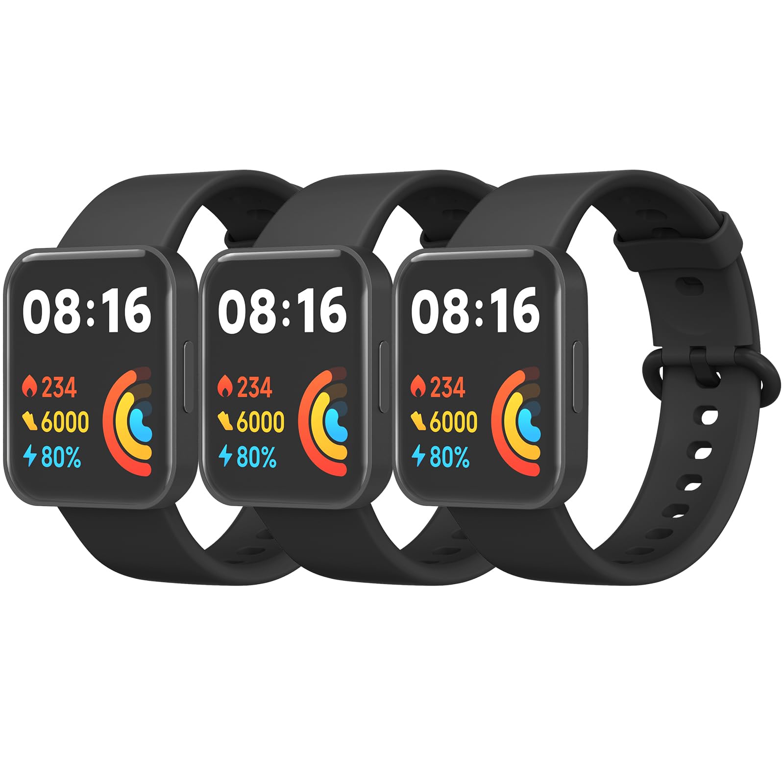 Mugust 3Pack Correas para Redmi Watch 2 Lite/Xiaomi Mi Watch 2 Lite Mujer Hombre,Silicona Coloridos Recambio Suave Pulseras Repuesto para Xiaomi Mi Watch 2 Lite/Redmi Watch 2 Lite(Negro/Negro/Negro)