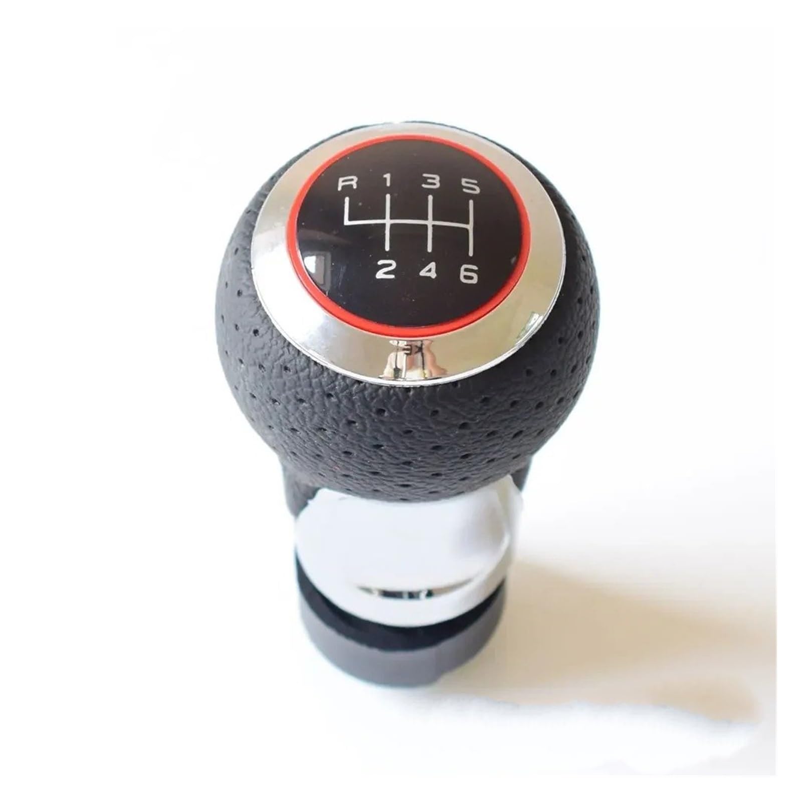 Vbbrswaad Gear Knob 12mm 5/6 Speeds Car Gear Shift Knob for A4 B6 B7 B8 for A6 S4 8K for A5 8T for Q5 8R S(Chrome Red 6Speed)