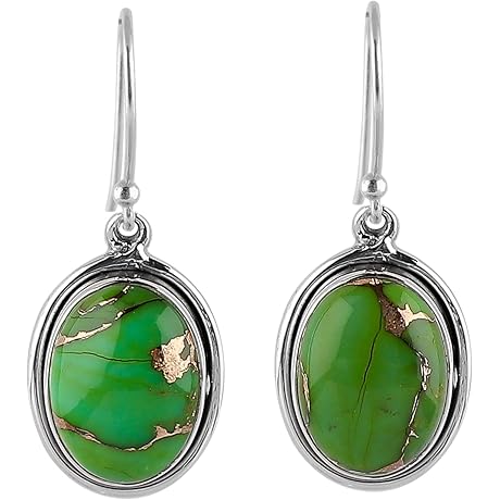 DEVMUKTI Green Turquoise Earrings: Radiant Beauty and December Birthstone Elegance
