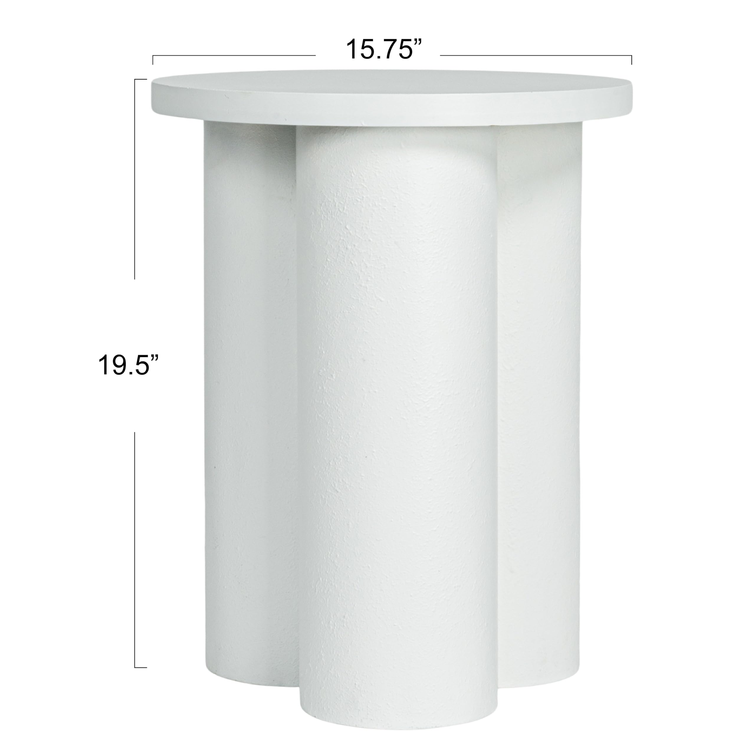 Creative Co-Op Round 3-Column End Table, White