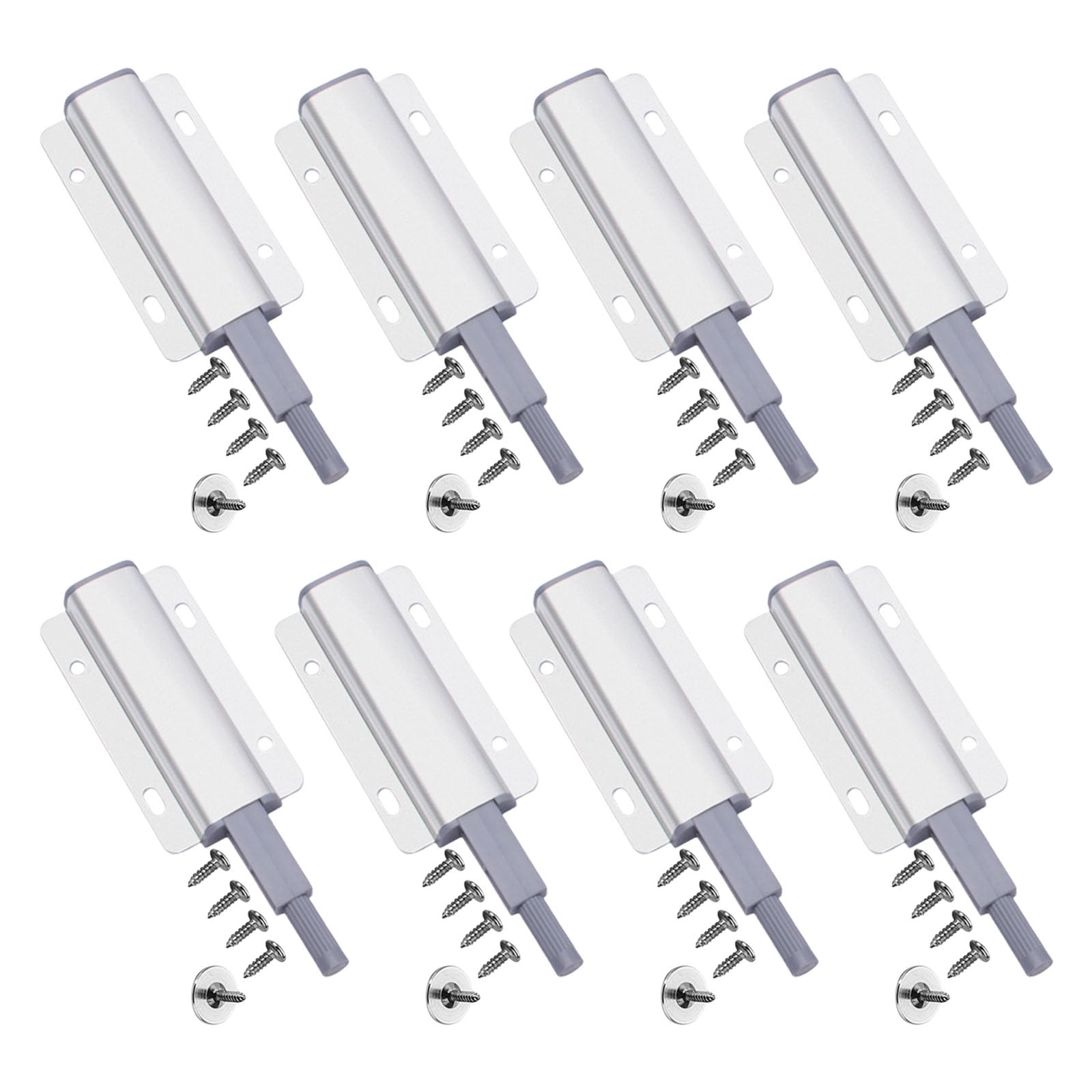 Lirrvb Silver 8 Pack Portable Sturdy Push To Open Cabinet Hardwares Accessory For Hide Door And Drawers In Elegant Color Cabinet Hardwares