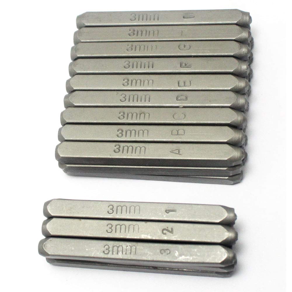 Oudtinx Number and Letter Stamp Set (36 Piece Punch Set/A-Z & 0-9) Industrial Grade Hardened Carbon Steel Metal - 1/8" (3mm) Characters - Perfect for Imprinting Metal, Wood, Plastic, Leather, More!