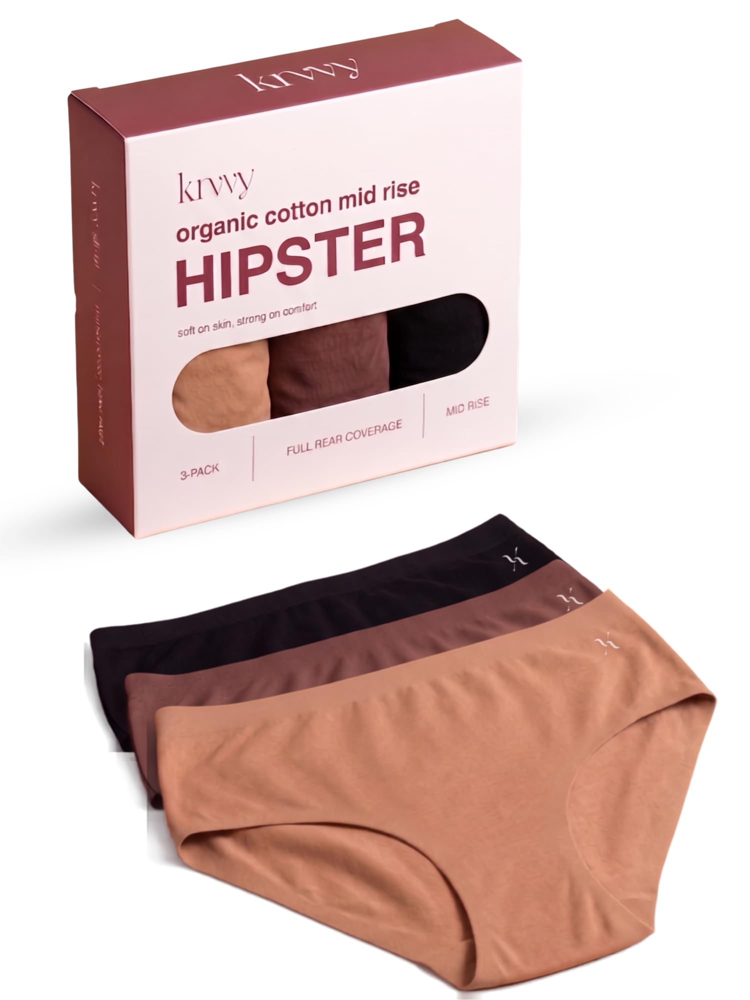 krvvy Cotton Hipster Briefs Set for Women, Pack of 3 | Mid Rise | Seamless | No Elastic Marks | Breathable Quick Dry Lightweight Fabric | Soft Natural Fibre | Full Rear Coverage | Everyday Innerwear-picture-1