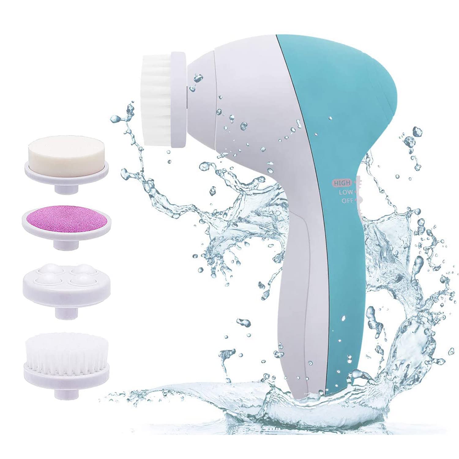 ZURU BUNCH® 5 in 1 Portable Electric Facial Cleaner Multifunction Massager, Face Massage Machine For Face, Facial Machine, Beauty Massager (Blue)