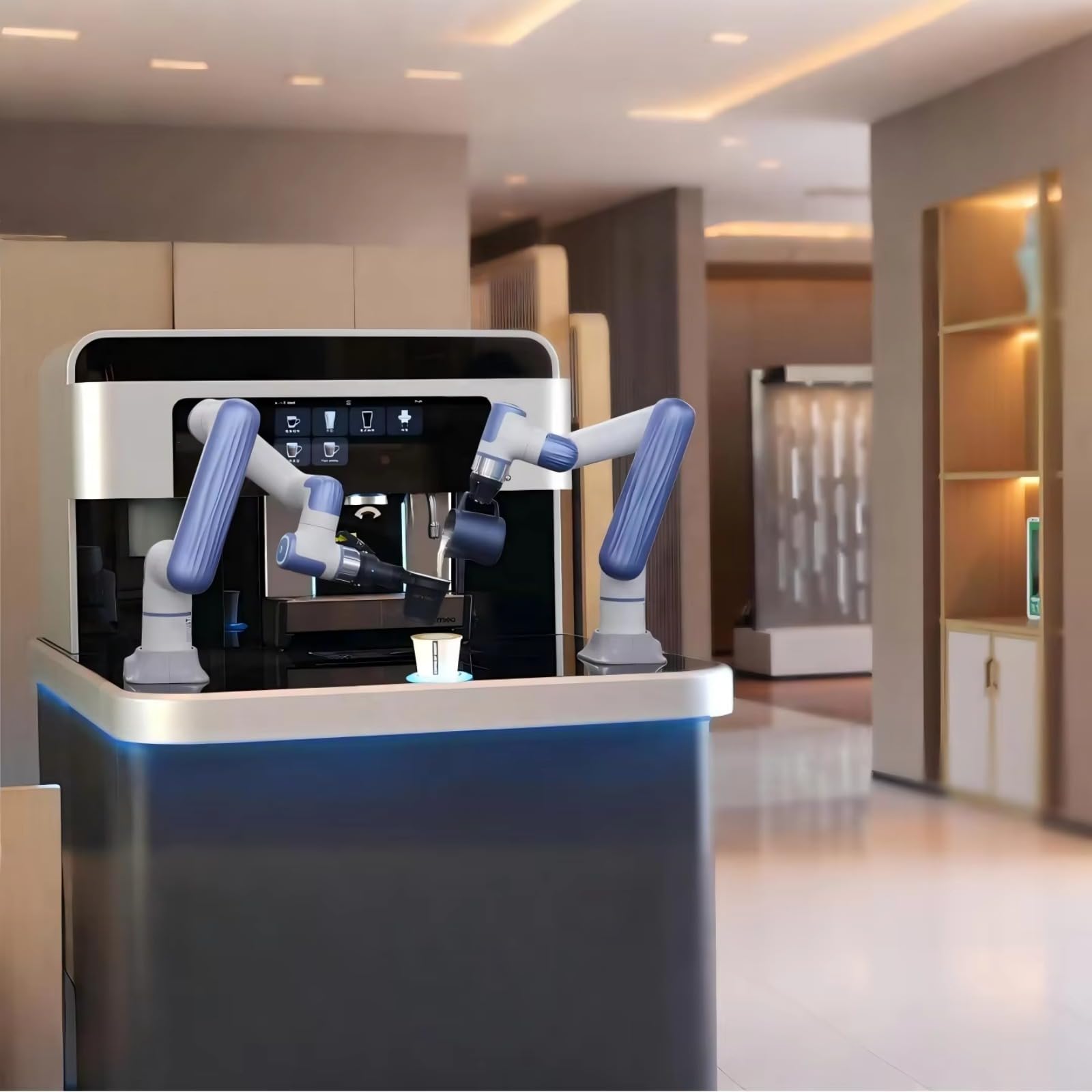 Freshly Ground Coffee Beverage Machine AI Controlled Espresso Maker with Cloud Management System Designed for Smart Retail and