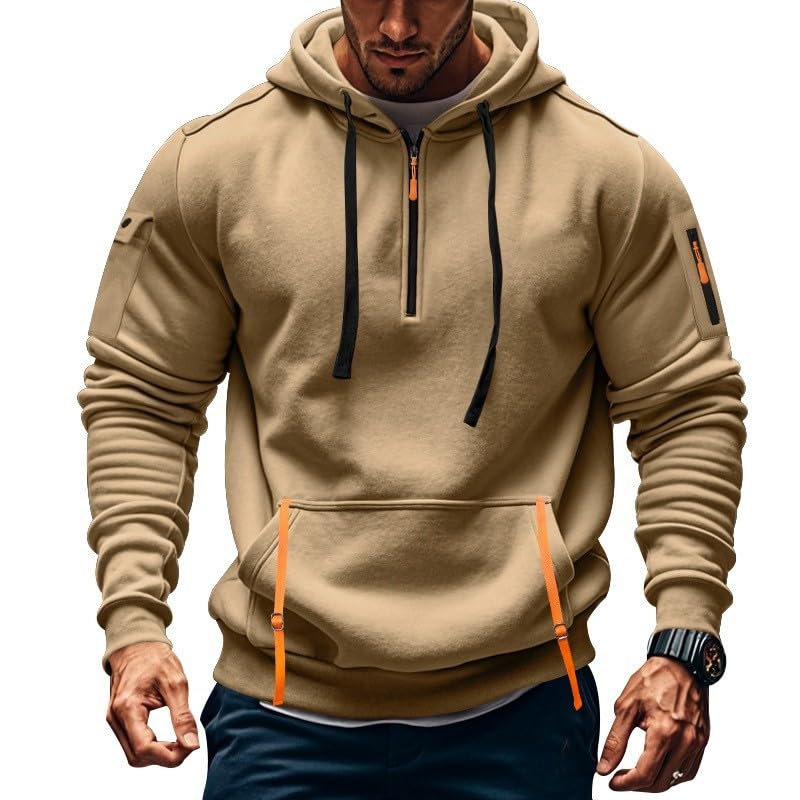 Mens Tactical Sweatshirt Workout Hoodies for Men Quarter Zip Pullover Vintage Long Sleeve Casual Fashion Hoodie With Pocket2