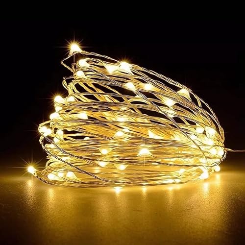 Arame Led Fio Fada Cordão Luz Amarela 10m 100 Leds Tomada