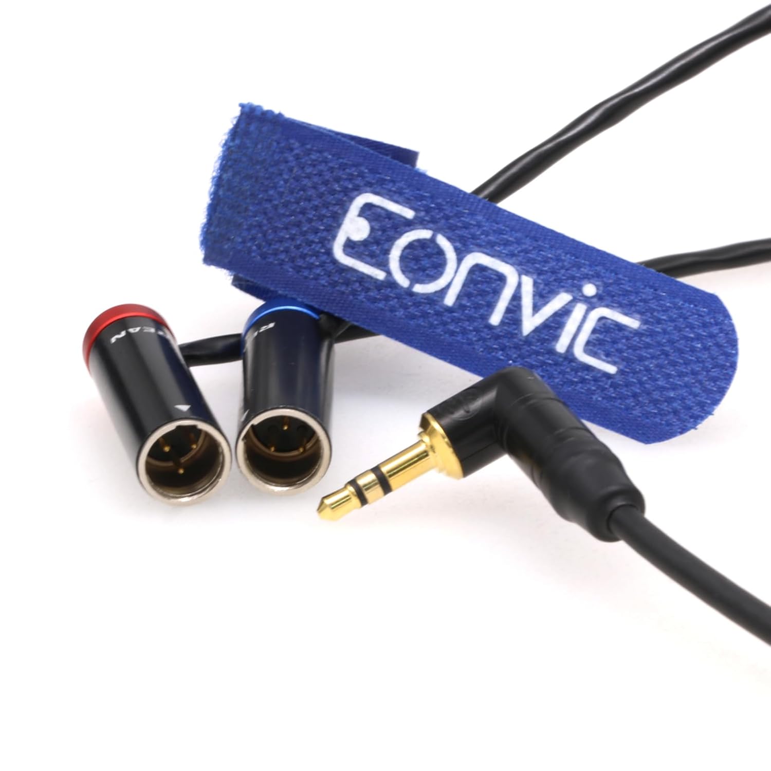 Eonvic 3.5mm TRS to Dual Low-Profile TA3M Mini-XLR 3-pin Male Audio Cable for RODE Wireless GO II Canon EOS C70 Blackmagic Pocket Cinema Camera 6K Pro Camera