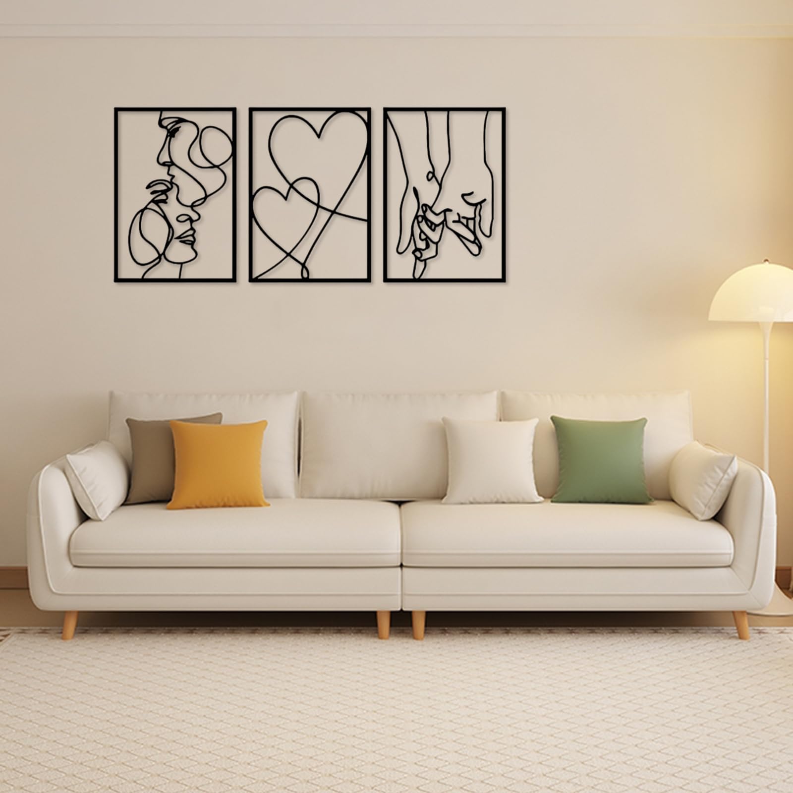 Lot de 3 décorations murales abstraites en métal noir baiser - 8