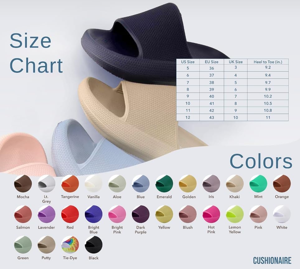 Miniatura 7 de CUSHIONAIRE Sandalias Feather de EVA para Mujeres Cómodas Pantuflas Deslizables para Mujeres, Zapatos de Ducha para Interiores y Exteriores,