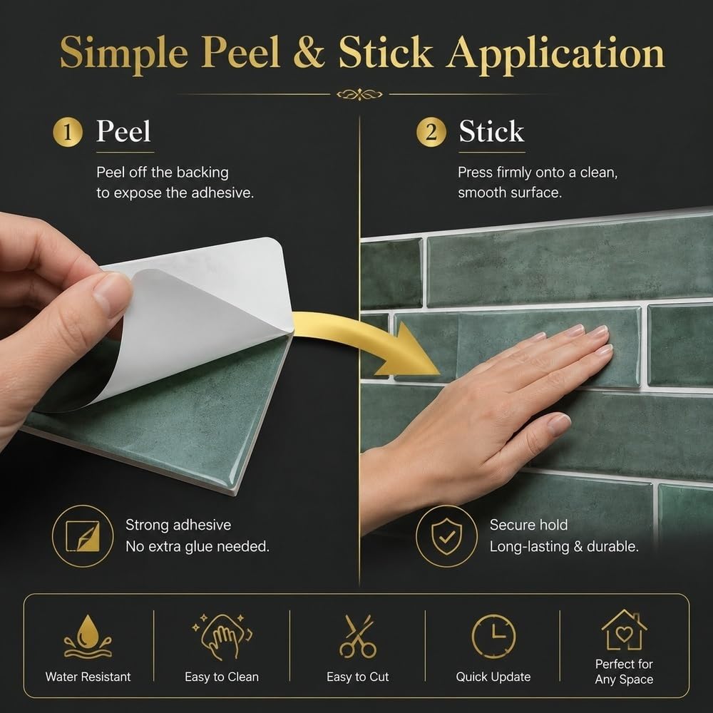 Peel Stick Backsplash Piastrella in PVC Pannelli da parete in marmo Decor