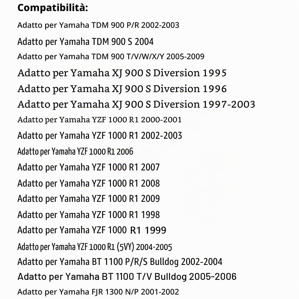Poggiapiedi anteriori per moto, compatibile con Yamaha TDM 900, XJ 900 S, YZF 1000 R1, BT 1100, FJR 1300, XV 1700, compatibile con Fazer 700, FZ1, FZ6, FZ6R, FJR1300