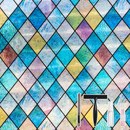 Conkov Fensterfolie Sichtschutzfolie mit Regenbogeneffekt, Elektrostatische...