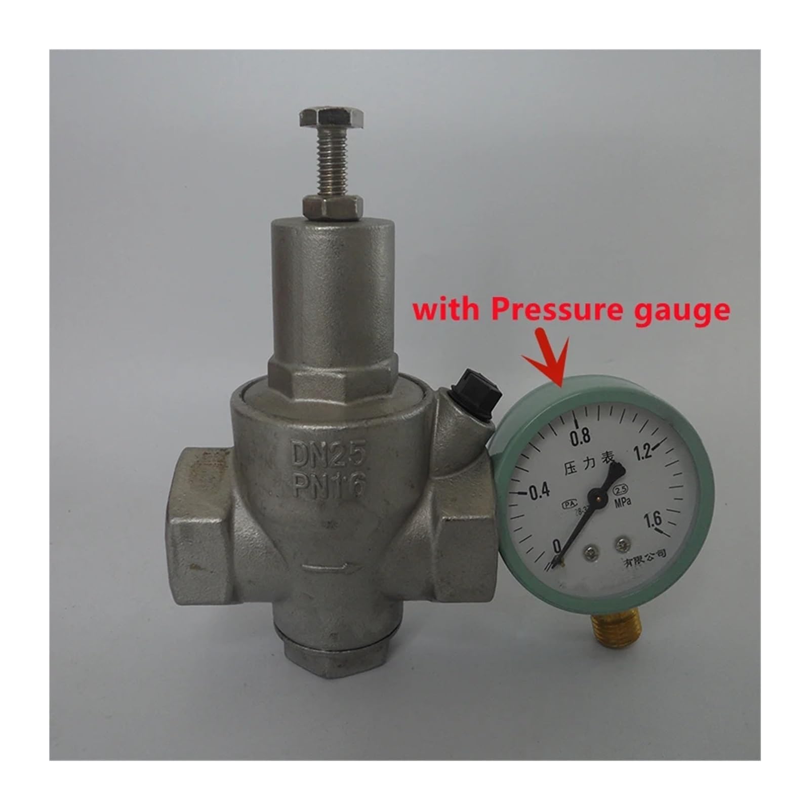 1 zawór redukcyjny ciśnienia wody ze stali nierdzewnej 304 z manometrem DN15-DN50 Regulator wody/zawory redukcyjne/zawory wylotowe (z manometrem ciśnieniowym, DN20)