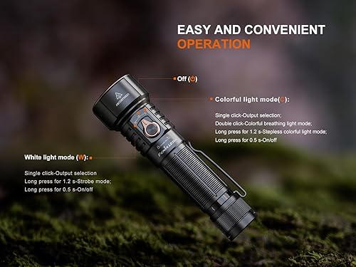 Miniatura 7 de Fenix LD36R Linterna recargable de 3600 lúmenes, carga rápida USB-C con 6 preajustes RGB y salida de color continuamente ajustable (negro)