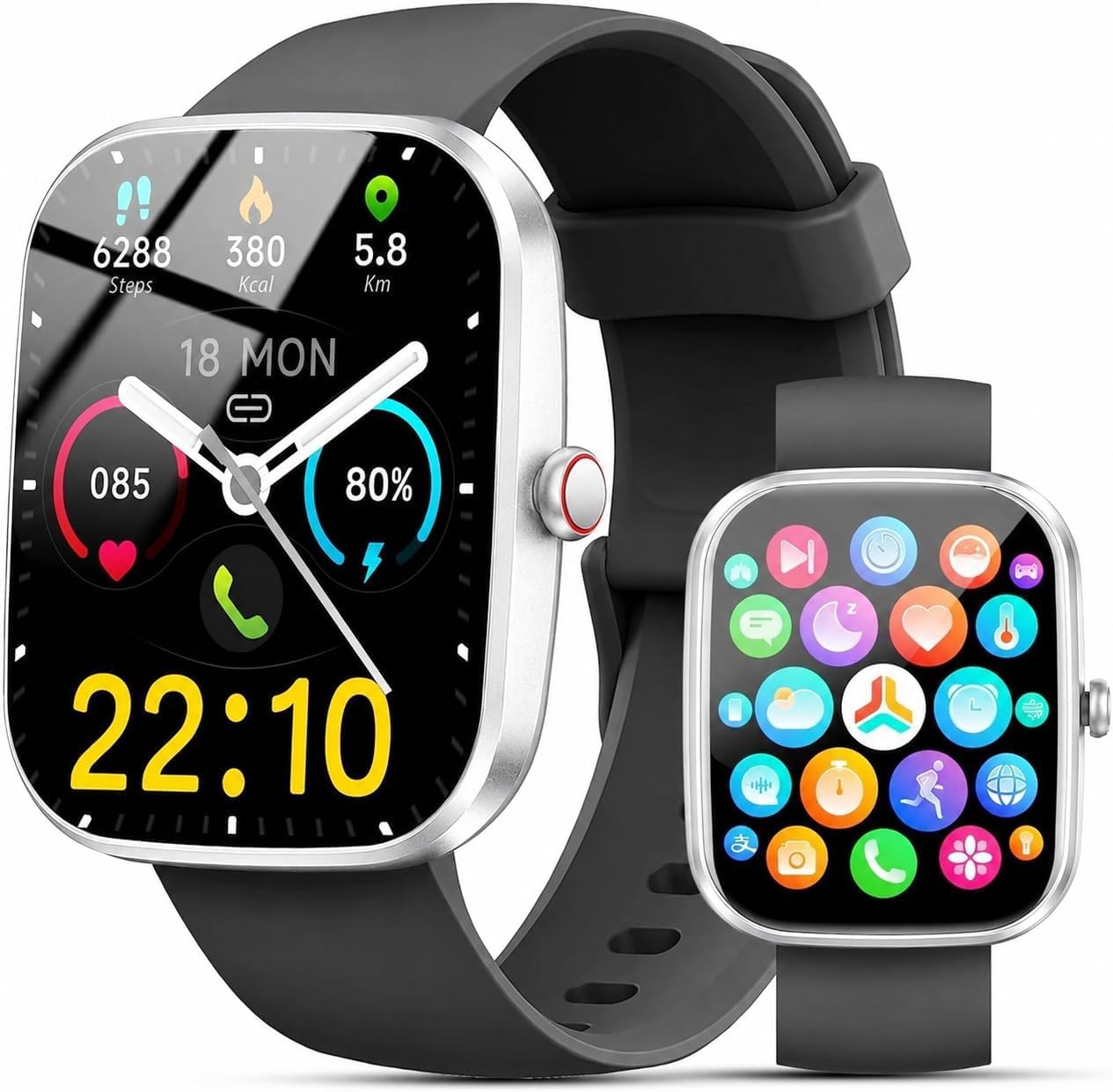 2026 Smartwatch Uomo Donna, 1.91" Smartwatch con Effettua/Risposta Chiamate, 100+ Sportive Fitness Tracker con Sonno Contapassi Cardiofrequenzimetro, Impermeabil IP68 Smart Watch per Android/iOS