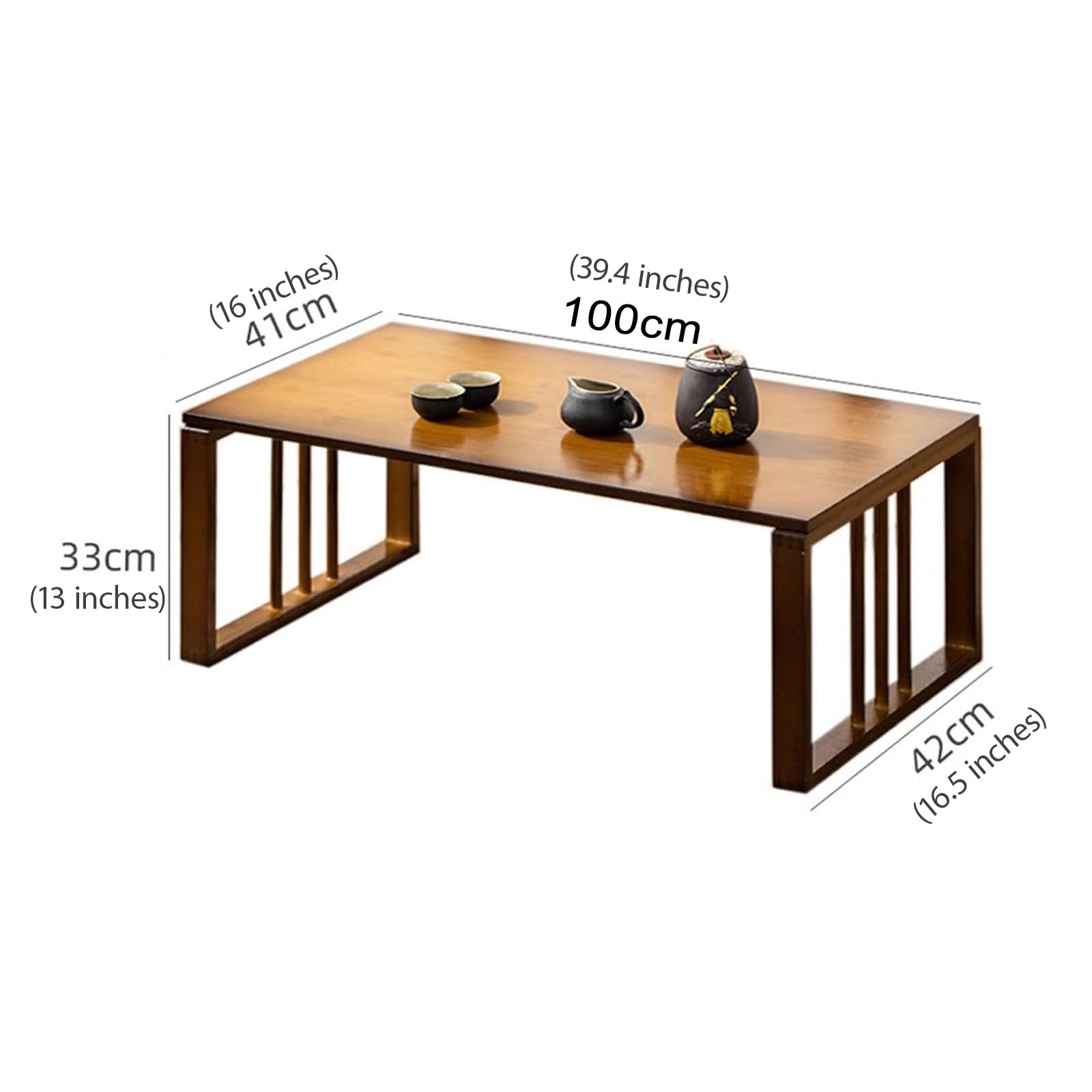 Przenośny składany stolik kawowy japoński retro design mała przestrzeń stół do salonu na okno, lekki i kompaktowy (100 x 42 x 33 cm)