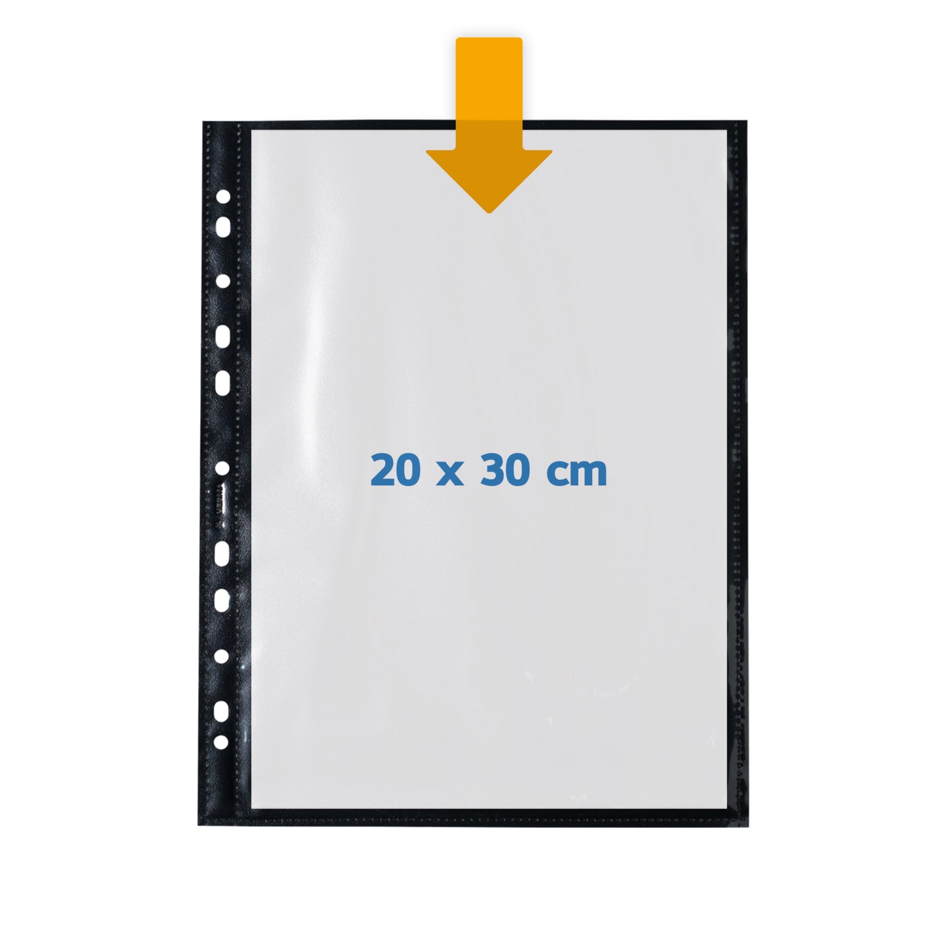 HERMA 7719 Fotohüllen für Ordner, 250 Stück, 20x30 cm, 1 Fach, beidseitig bestückbare Fotophan Fotosichthüllen Sammelhüllen Postkartenhüllen Prospekthüllen mit Eurolochung, schwarz