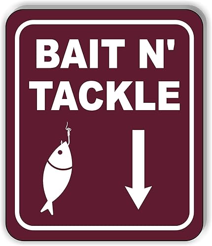 BAIT N TACKLE DIRECTIONAL DOWNWARDS ARROW CAMPING Aluminum Composite Outdoor Sign 8.5" x10"