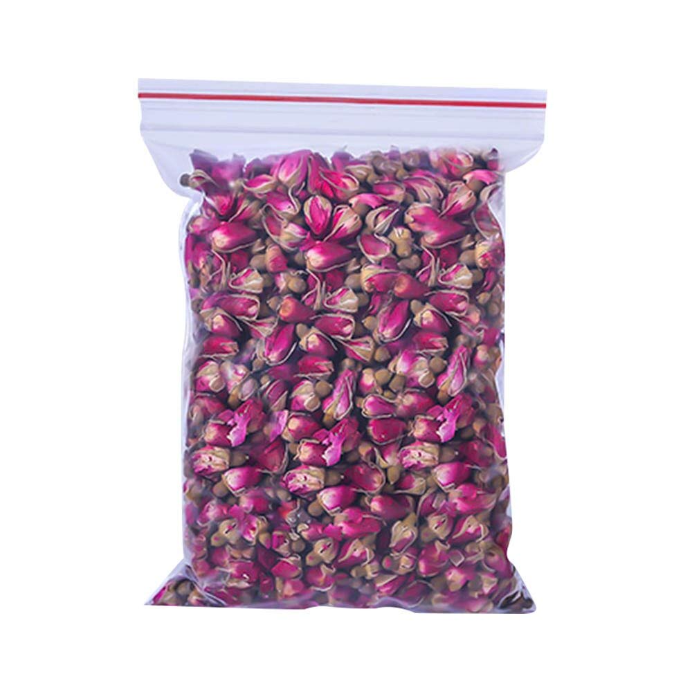 Jimin_ 100g Natural Dried Red Rose Buds Organic Dried Fragrant Flowers Buds - (Color: 100g Rose Buds)