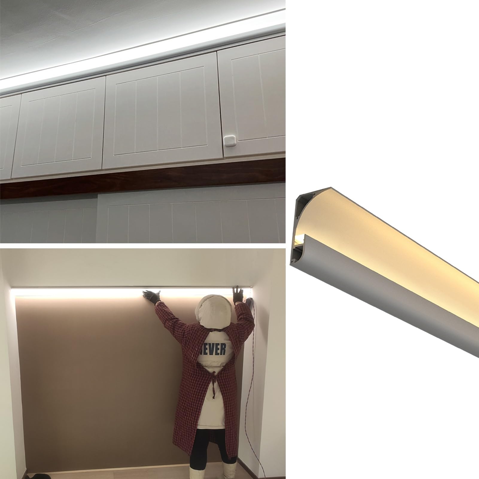 Kanduo Aluminiowy kanał liniowy LED Profile kanałowe LED do lamp ściennych/podłogowych, listwy przypodłogowe, aluminiowe listwy wnękowe do oświetlenia wielofunkcyjnego, dekoracyjne ramy do sufitów Pan