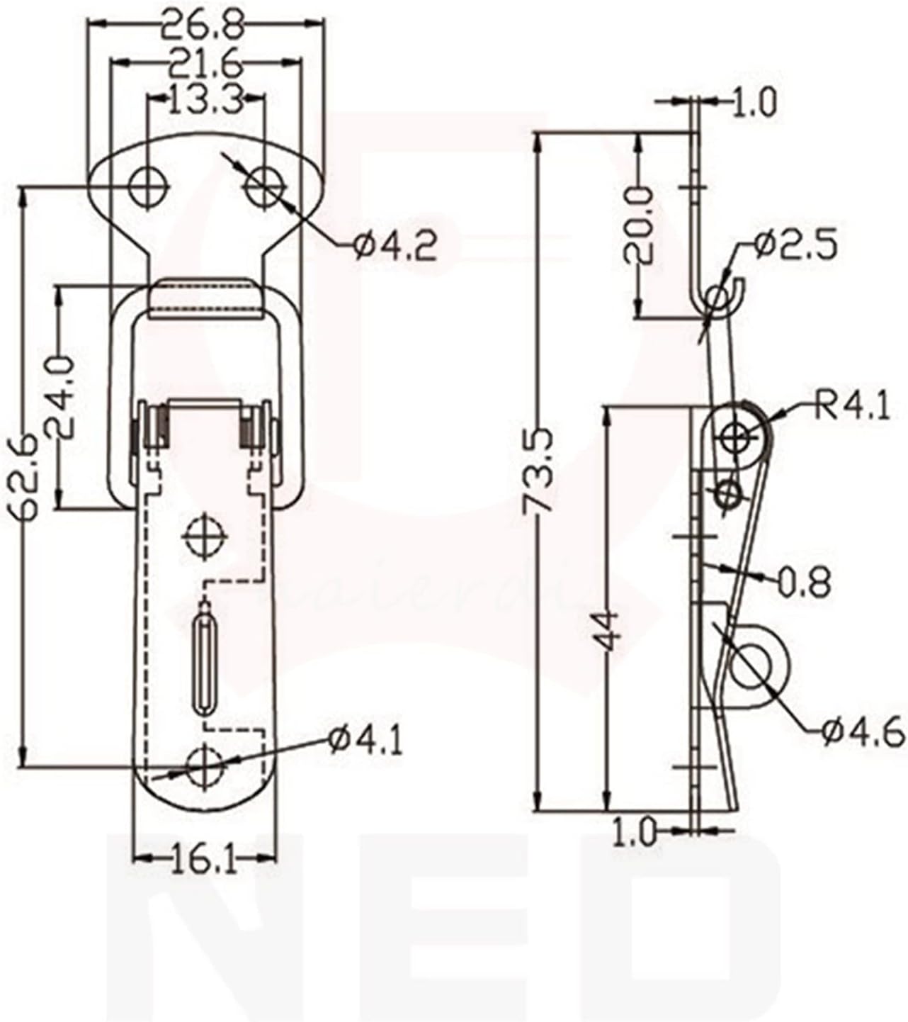 Latch Lock Cabinet Box Locks Spring Loaded Catch ToggleIron Hasps for Sliding Door Window Furniture Hardware